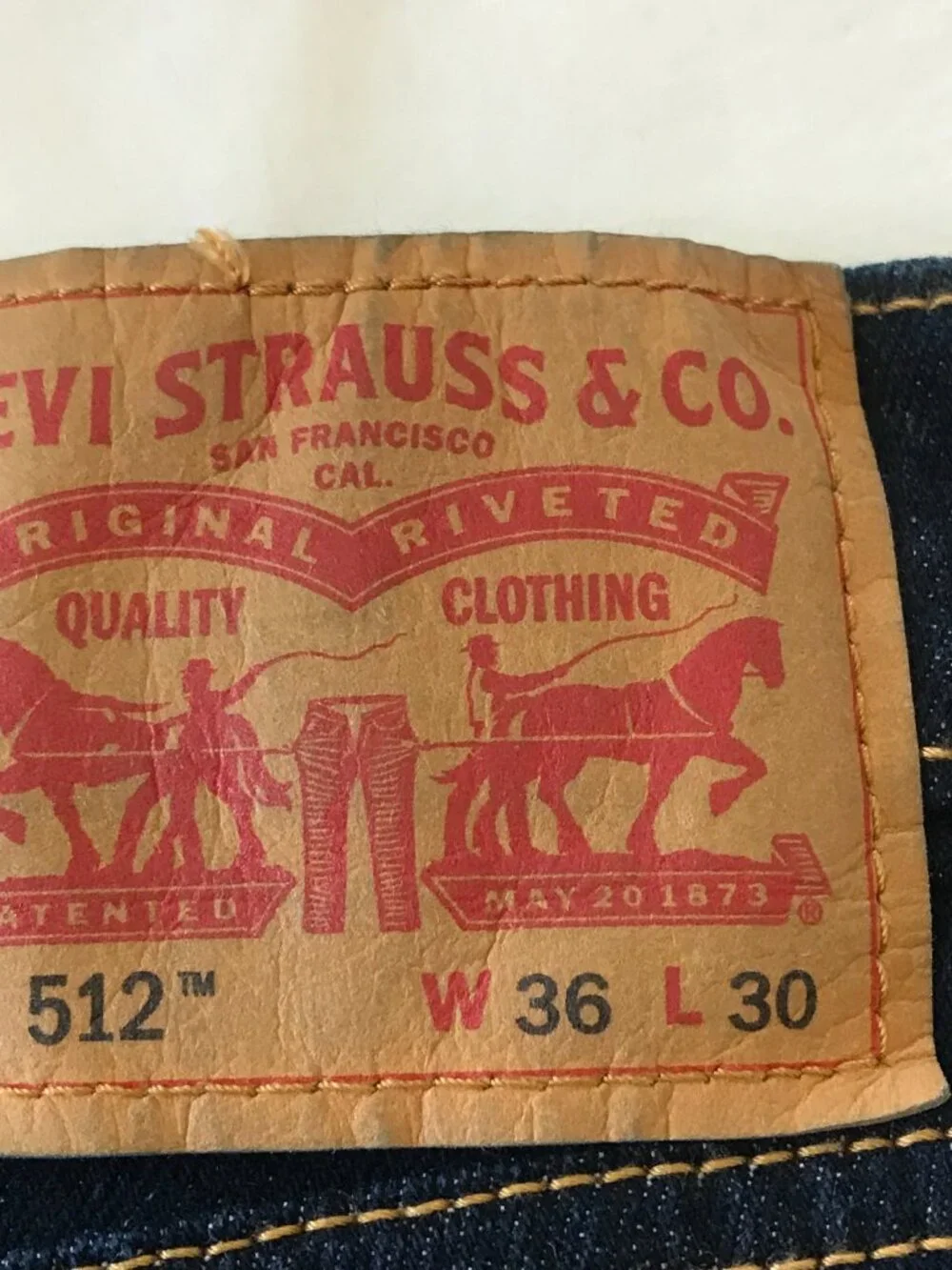 Levi's 512 Slim Fit Taper Jeans Men 36x28 Mid Rise Blue Dark Wash Stretch 19876